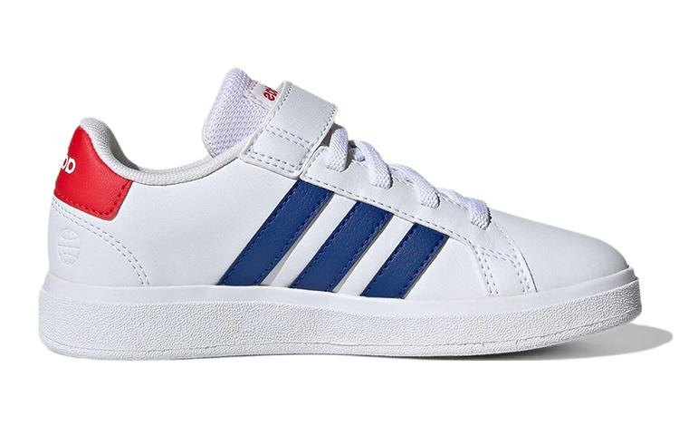 adidas Neo GRAND COURT 2.0 EL K Abrasion Resistant Low Top Skateboard Shoes White Blue Red Kids' GW6514