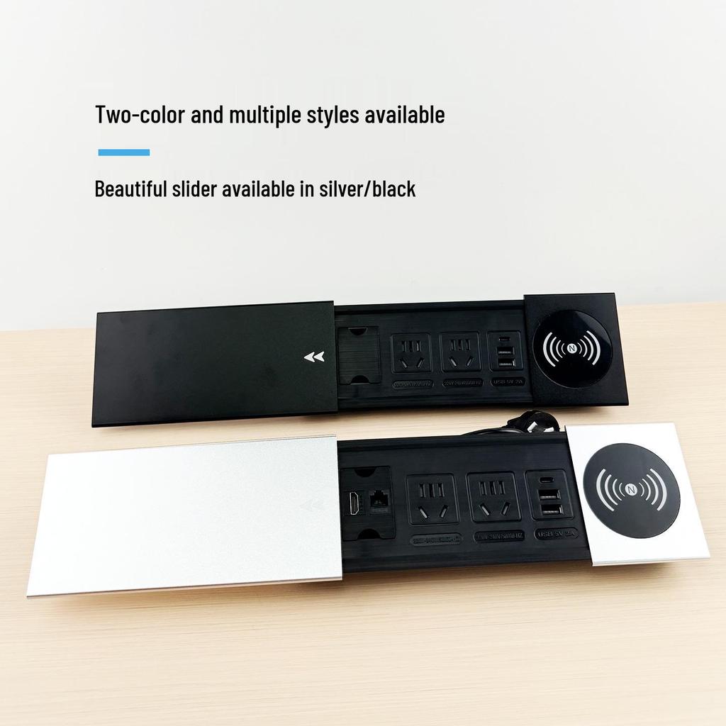 Office Desktop Sliding Cover USB Network Socket Power Strip