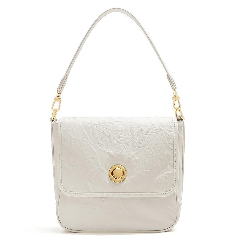 

2025 новая сумка на одно плечо подмышку первый слой коровьей кожи с ручной царапиной женская нишевая высококлассная плиссированная ретро сумка-тоут