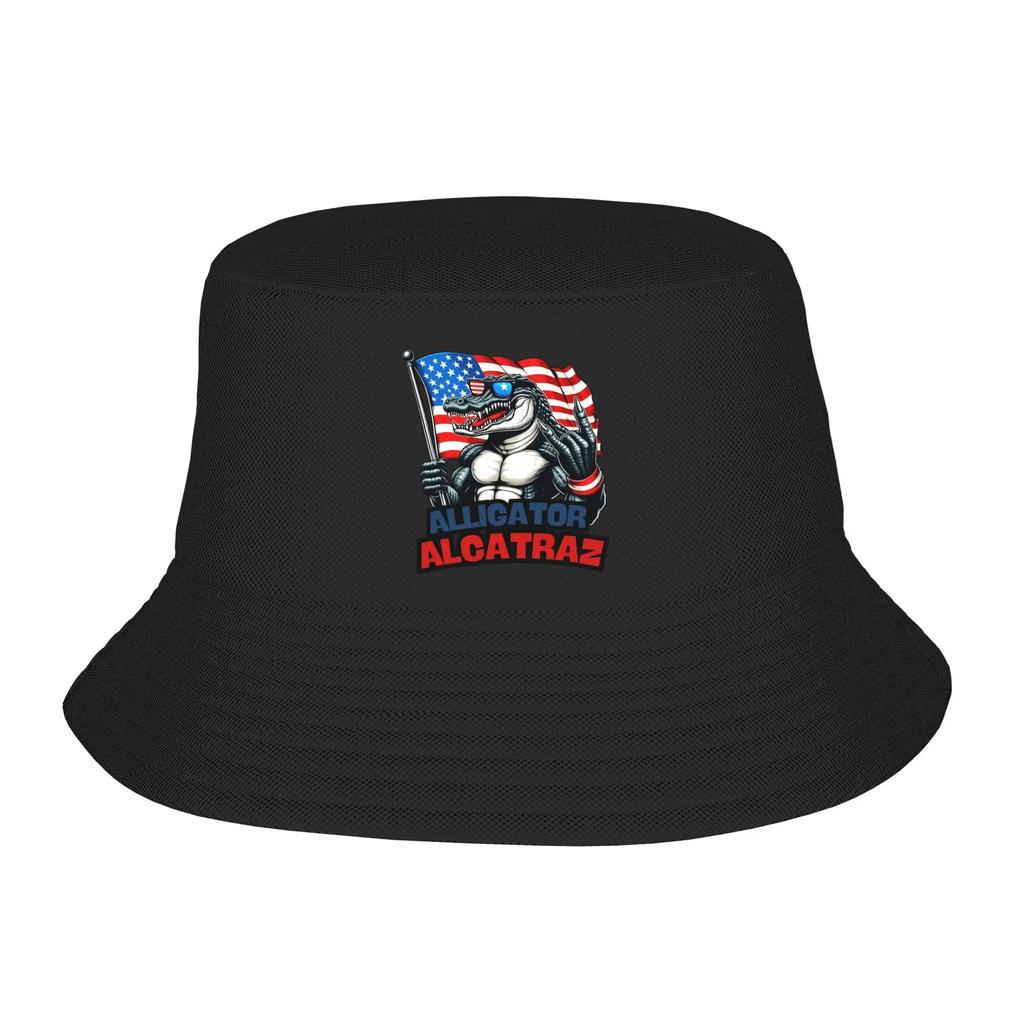 Alcatraz of Alligators Funny Animal Bucket Hat For Unisex Women Fisherman Hats Korean Beach Travel Caps Soft Fold Outdoor Sun Hats