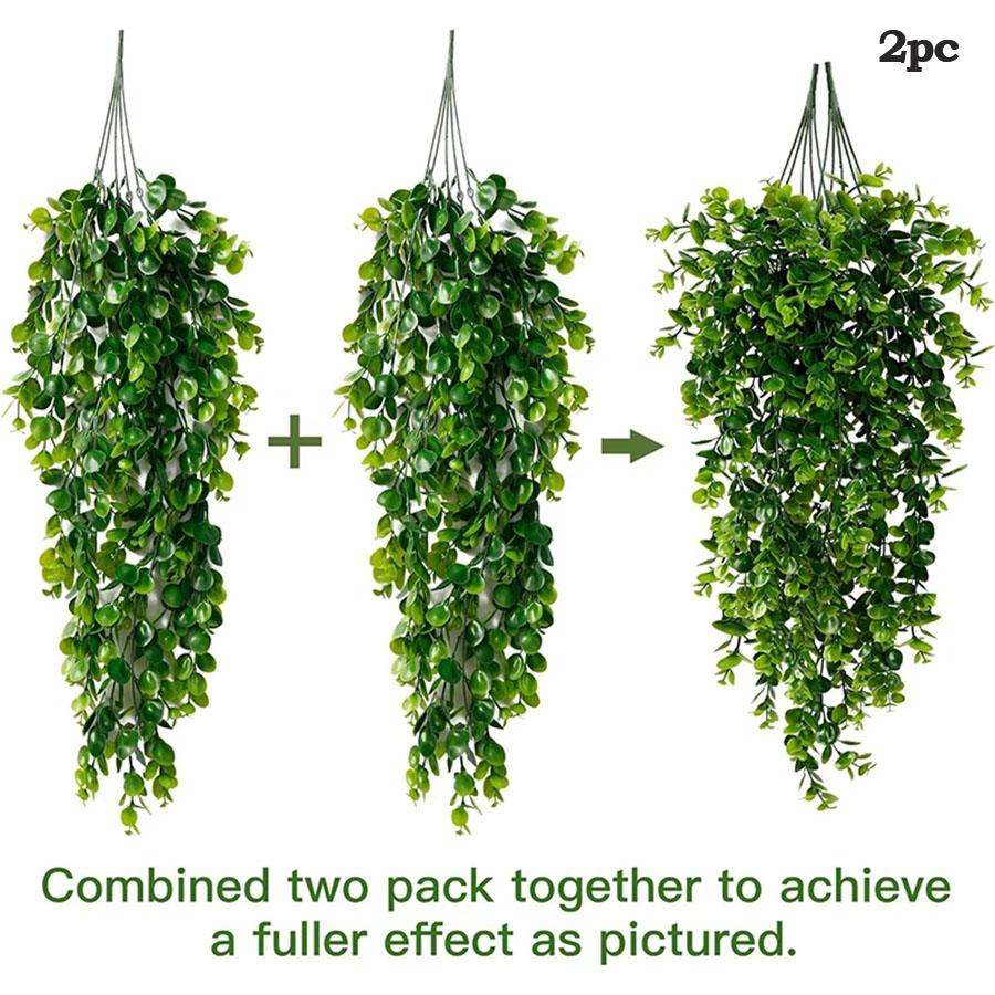 Artificial 5Forks Rattan Eucalyptus Wall Hanging Simulation Greenery Fake Hanging Plants Vine Diy Home Outdoor Decor Plant