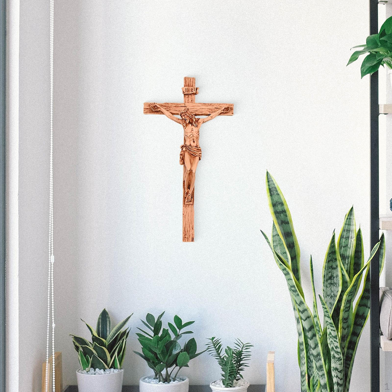 Распятие Настенный крест Католические подвесные кресты Расписанные вручную Прочные Коллекционные Декоративные Иисус Orange