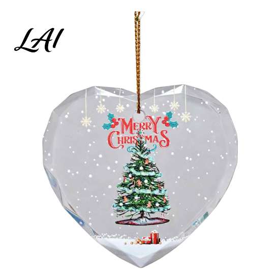 Festive Porch Hanging Ornaments Heart Shaped Christmas Ornaments Crystal Santa Winter Scene Ornament Transparent Clear Plastic for Tree Xmas Pendant