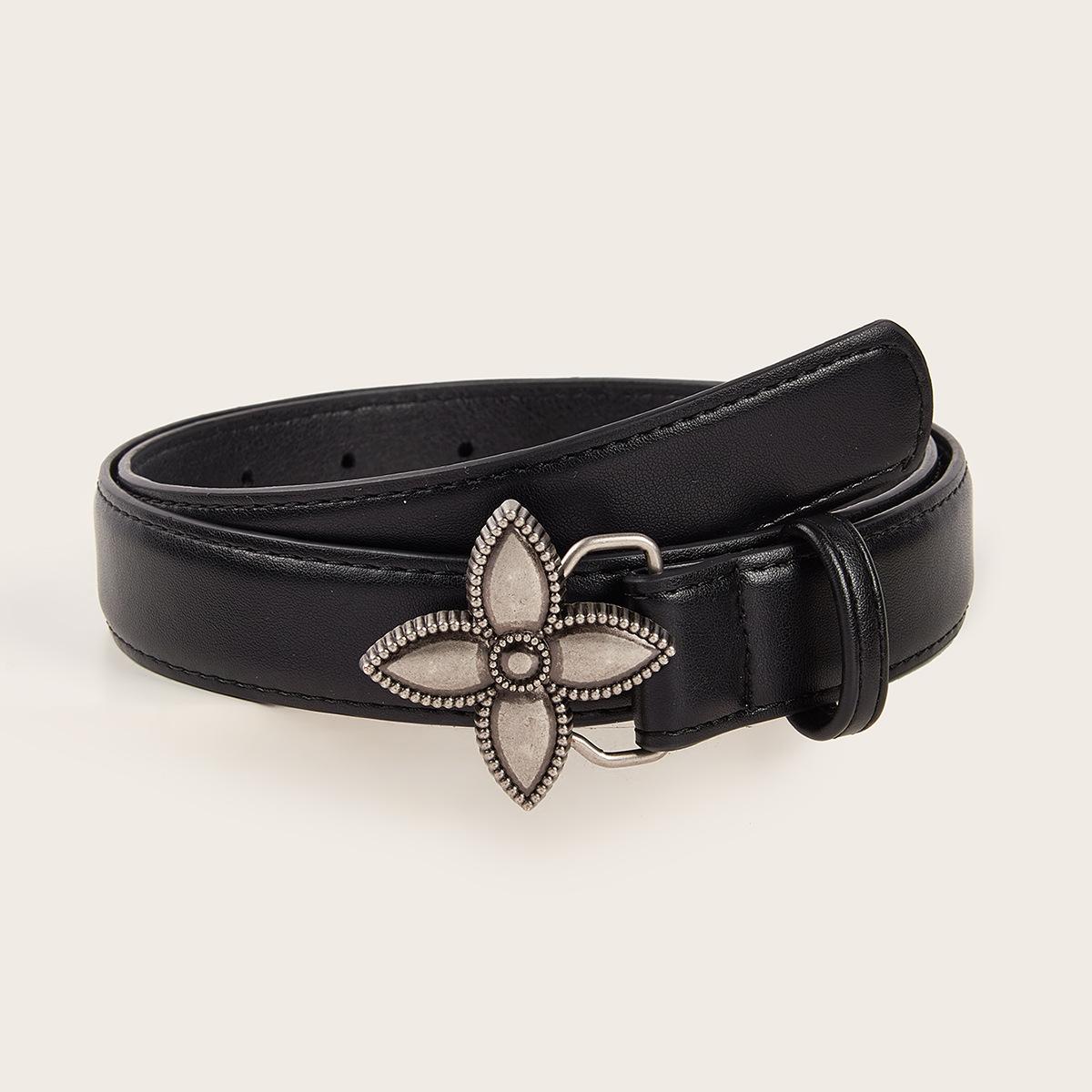 

Flower Buckle Metal Belt For Women Vintage Decorative Waist Belt For Jeans чорний