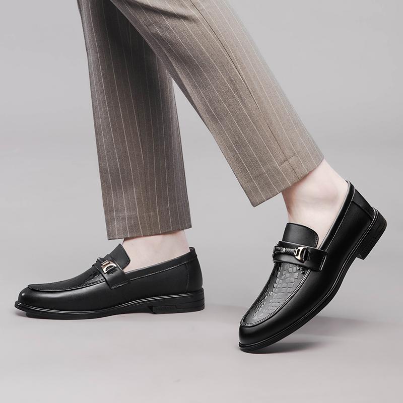 High Quality Black Loafers Men Shoes Luxury Brand Thick Soled Business Shoes Casual Genuine Leather Slip On Comfortable Shoes