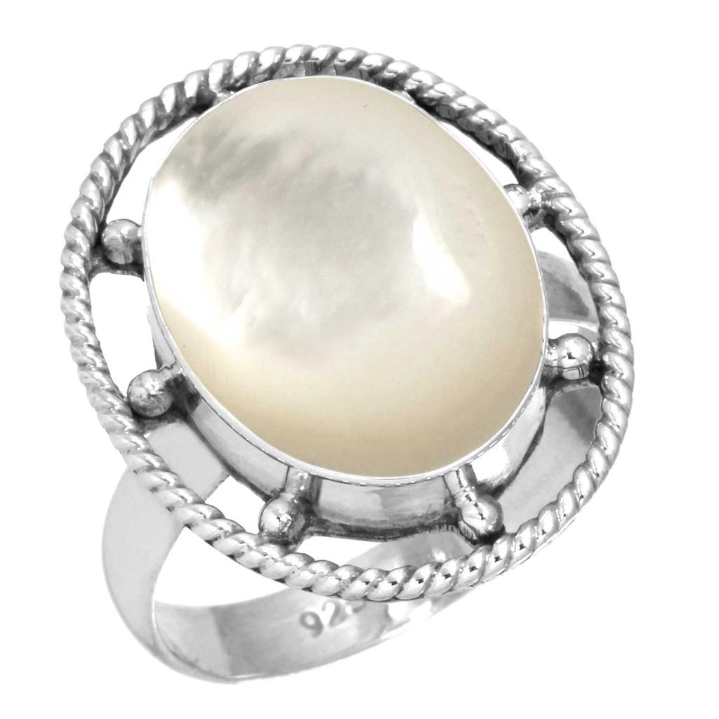 925 Sterling Silver Ring Women Gemstone Handmade Jewelry Halloween Gift Blue Green Purple Copper Turquoise Pearl Lapis Mother Of Pearl Victorian