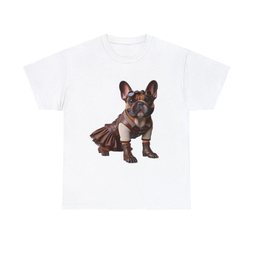 Unisex Adult Graphic T Shirt: Steampunk French Bulldog Explorer Funny Pet Tee M