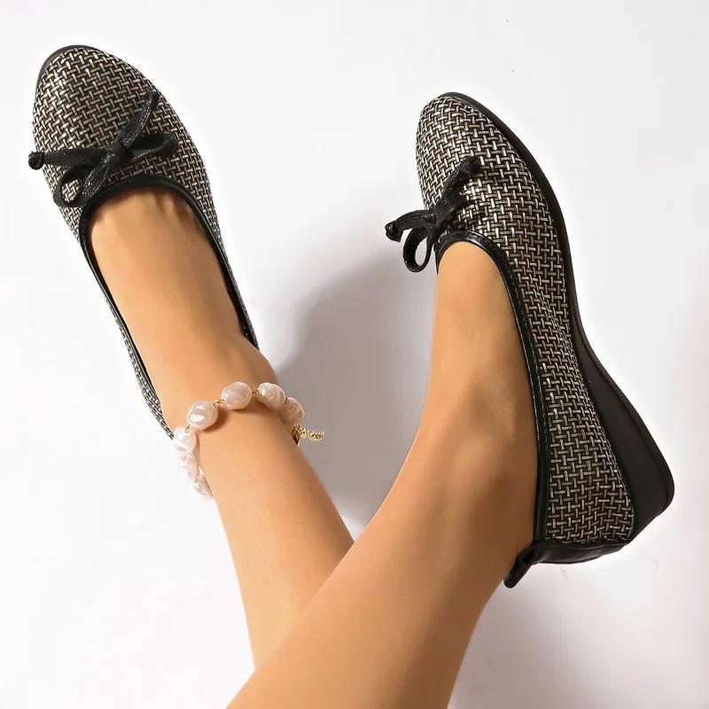 Fashion Fashion 2025 Shallow Women's Flats New Daily Plus Size Butterfly-knot Best Seller Light Soft Bottom Comfortable Flat Low Heels