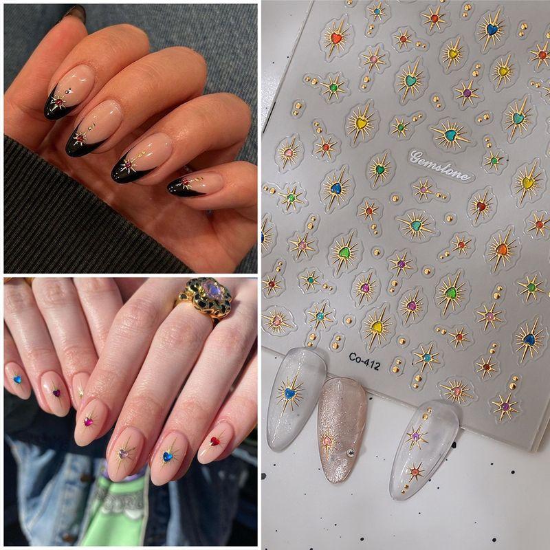 

Internet Hot Gold Asterism Nail Art Stickers Ins Gilding Mini Starry Metal Colorful Crystals Heart Nail 412 Default