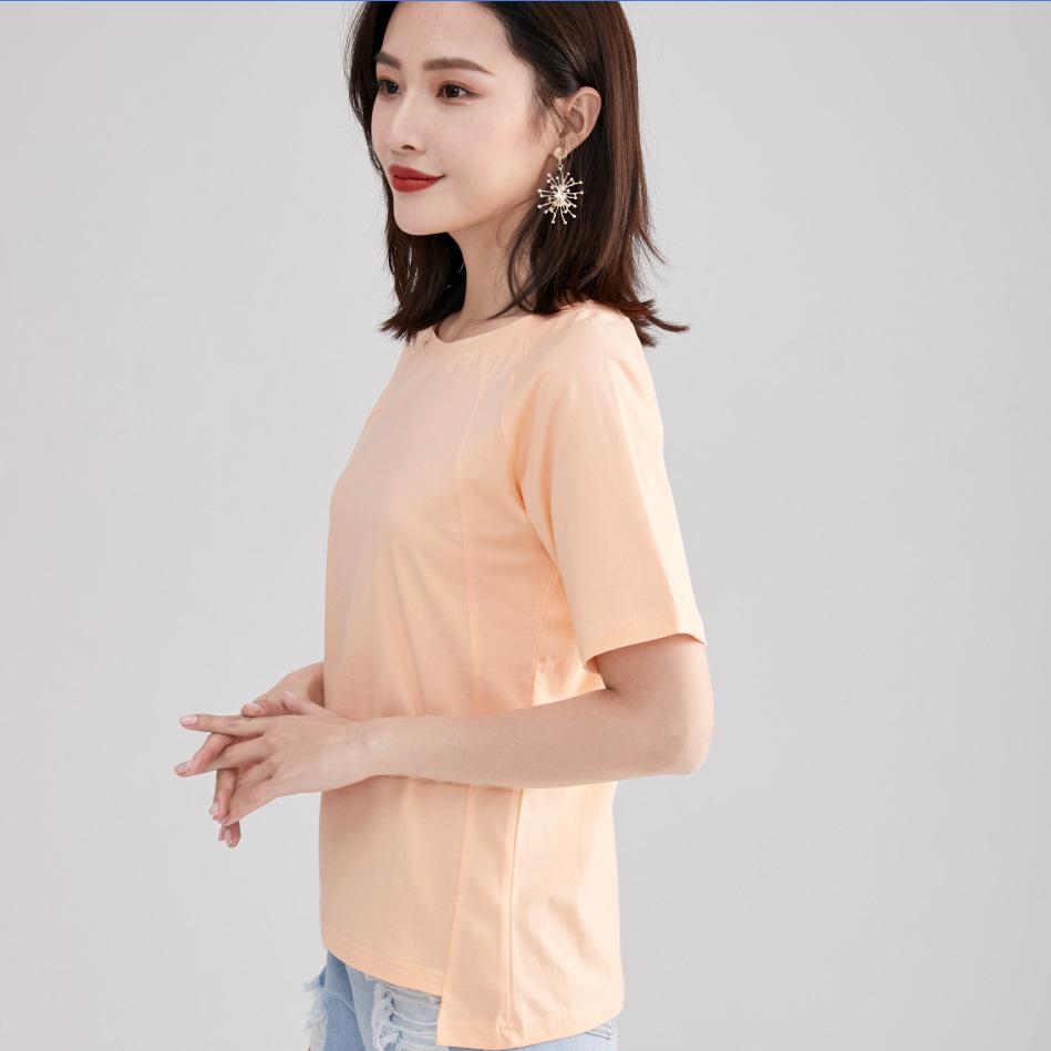 Spring New Short-sleeved Ins Korean Version T-shirt Girls Round Neck Casual Printed Tops Fashionable and Cute Women's Clothing
