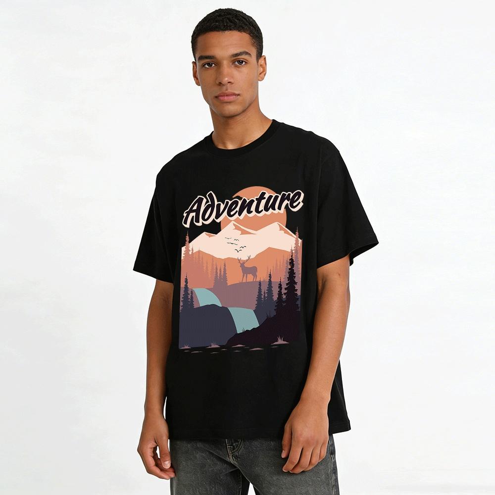 Adventure Mountain Forest Graphic Casual T-Shirt Pure cotton T-shirt