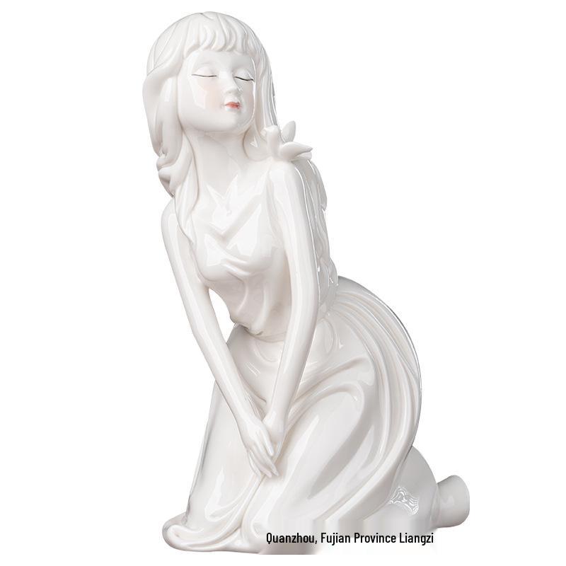Chinese Classical White Porcelain Lady Figurine for Home Decor