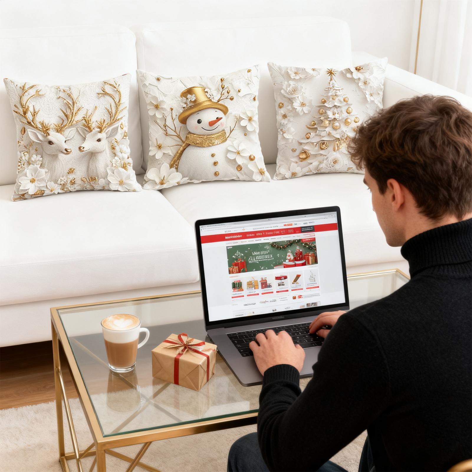 Sofa Pillow Covers 18x18 Inch Farmhouse Christmas Cute Throw Pillow Case For Home Room Bedroom Living Couch Sofa Bed Patio Porch China Mainland 2660₽