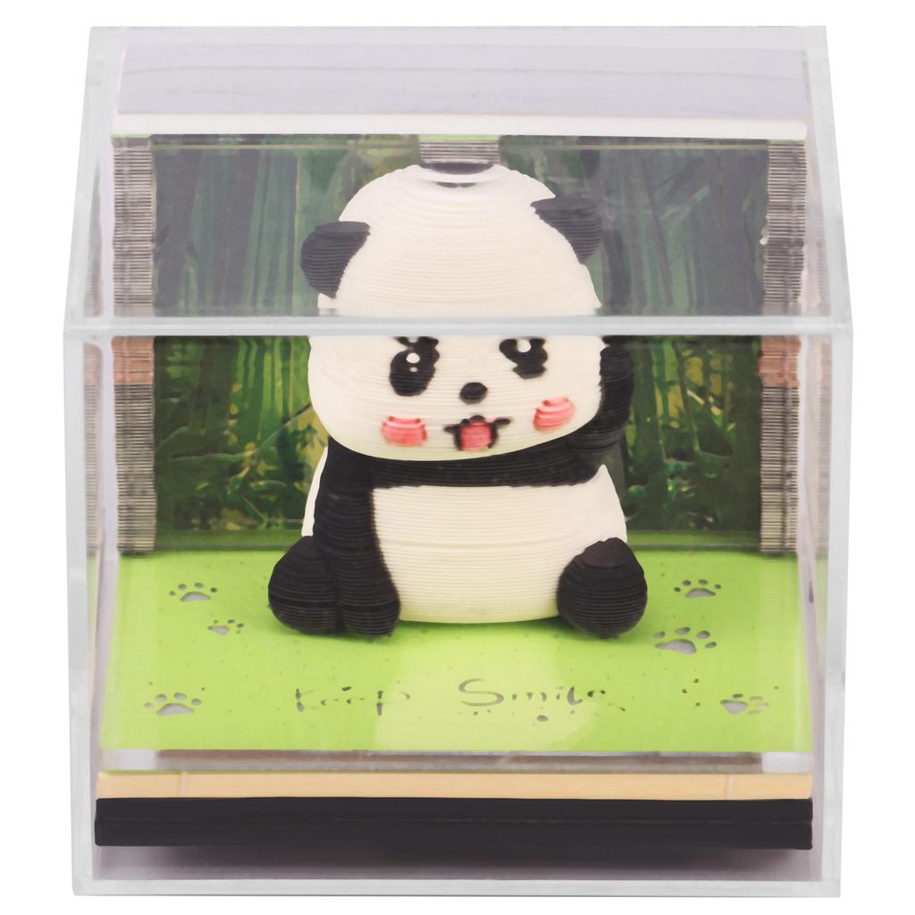3D Stereo Notepad Tear Away Paper Carving Panda Shape Three-dimensional Note Book with LED Light for Office Desk Home Decorative
