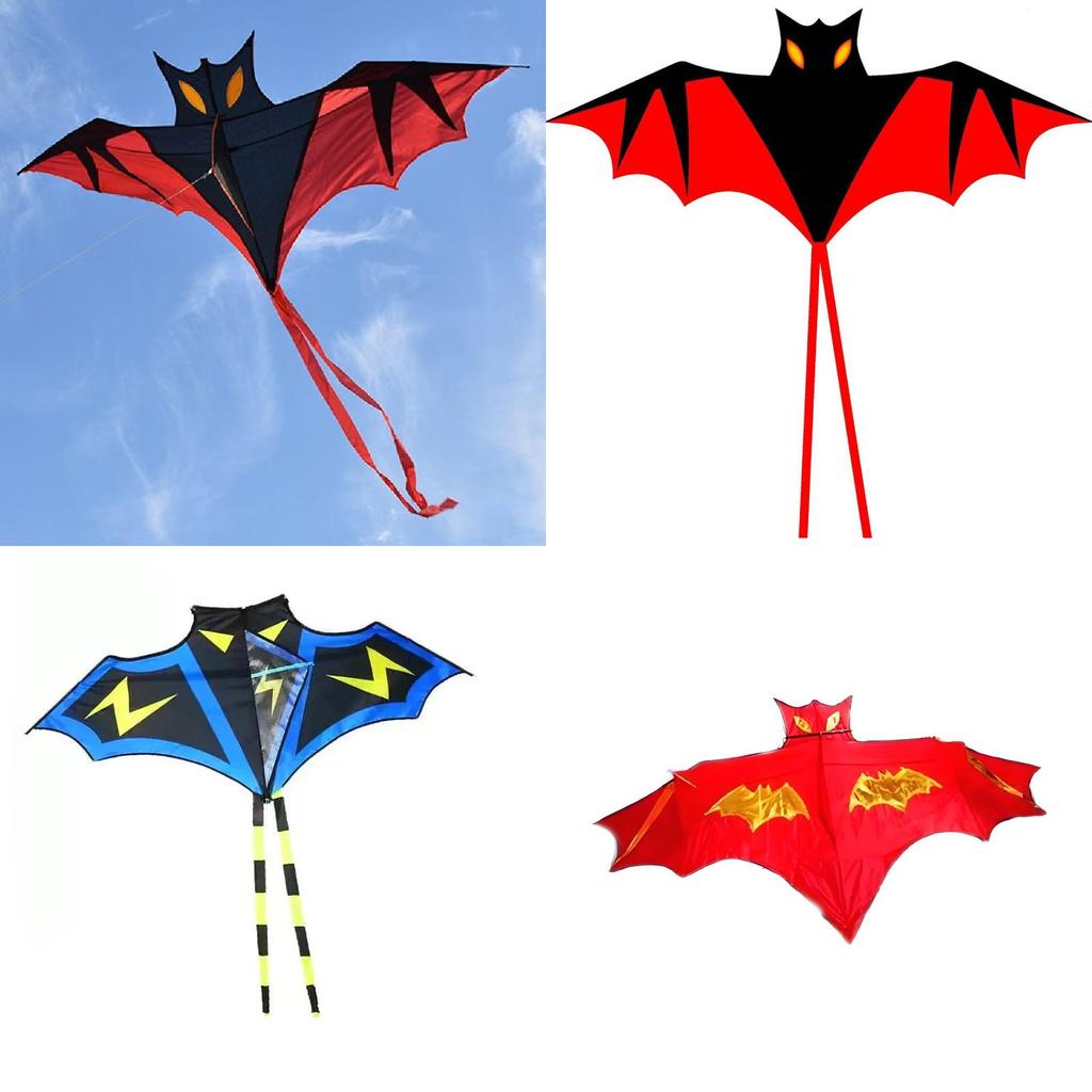 Large Triangle Bat Kite With Handcrafted Grid Fabric For Kids And Adults