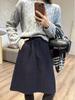 Max Daex Woolen Midi Skirt – Hidden Meat Bud Design for Simple Commuting, Ideal for Autumn/Winter.