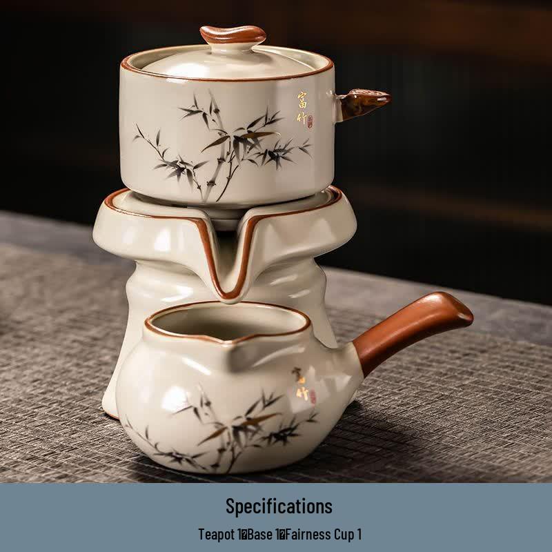 Zhi Shi Ru Kiln Rich Bamboo Automatic Ceramic Kung Fu Tea Set