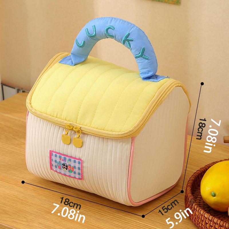 

Косметичка - Пастельный колор-блок, Органайзер для косметики, Дорожная косметичка с мягкой поверхностью для подростков (Портативная сумка большой вместимости )