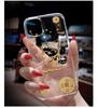 Transparent Resin Gold Foil Fortune Cat Suitable for iPhone 14, 15 Pro Max Case, iPhone 13