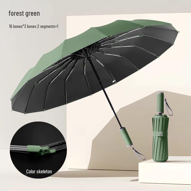 MAYDU 16-Rib Reinforced Automatic UV Protection Umbrella