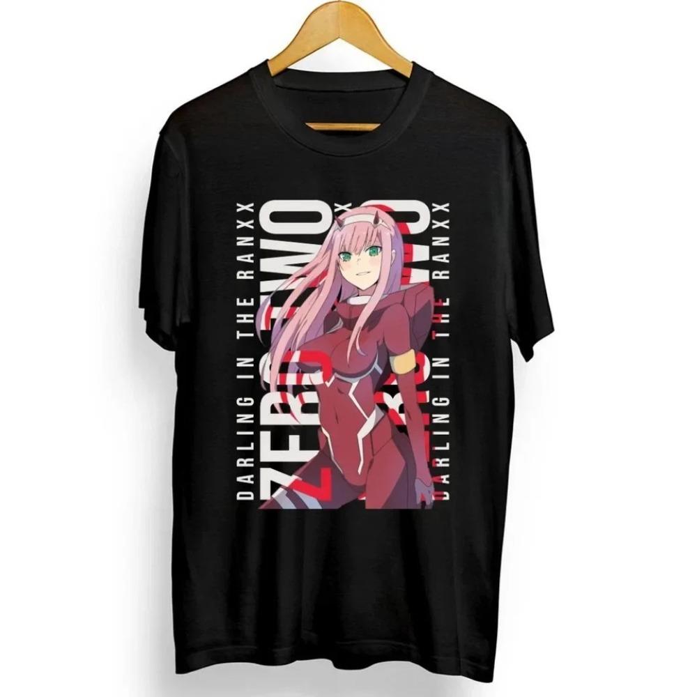 Zero Two Darling In the Franxx Multi-Style Collage T-Shirt Anime Pink Hair Girl Black Unisex Oversized Comfortable Fashion Women And Men T-shirts