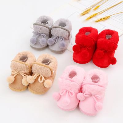 Warme Babyschuhe mit Schleife und Schnürung, weiche und bequeme Schneestiefel