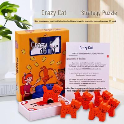 Meow Meow Crazy Cats: Educational Board Game for Children, Students, and Families - 2-5 Player Multiplayer Tabletop Card Game