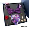 7 PCS Classic Men's Tie Set Paisley Stripe Necktie for Men Pocket Square Bowtie  Brooch Cuff Father's Day Gift Box