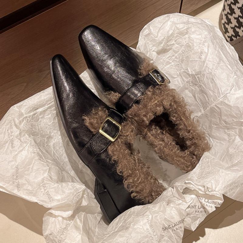 Women Fur Heeled Shoes 2025 Winter Fashion Comfortable Shoes Designer Classical New Trends Soft Pumps Snow Zapatillas De Mujer