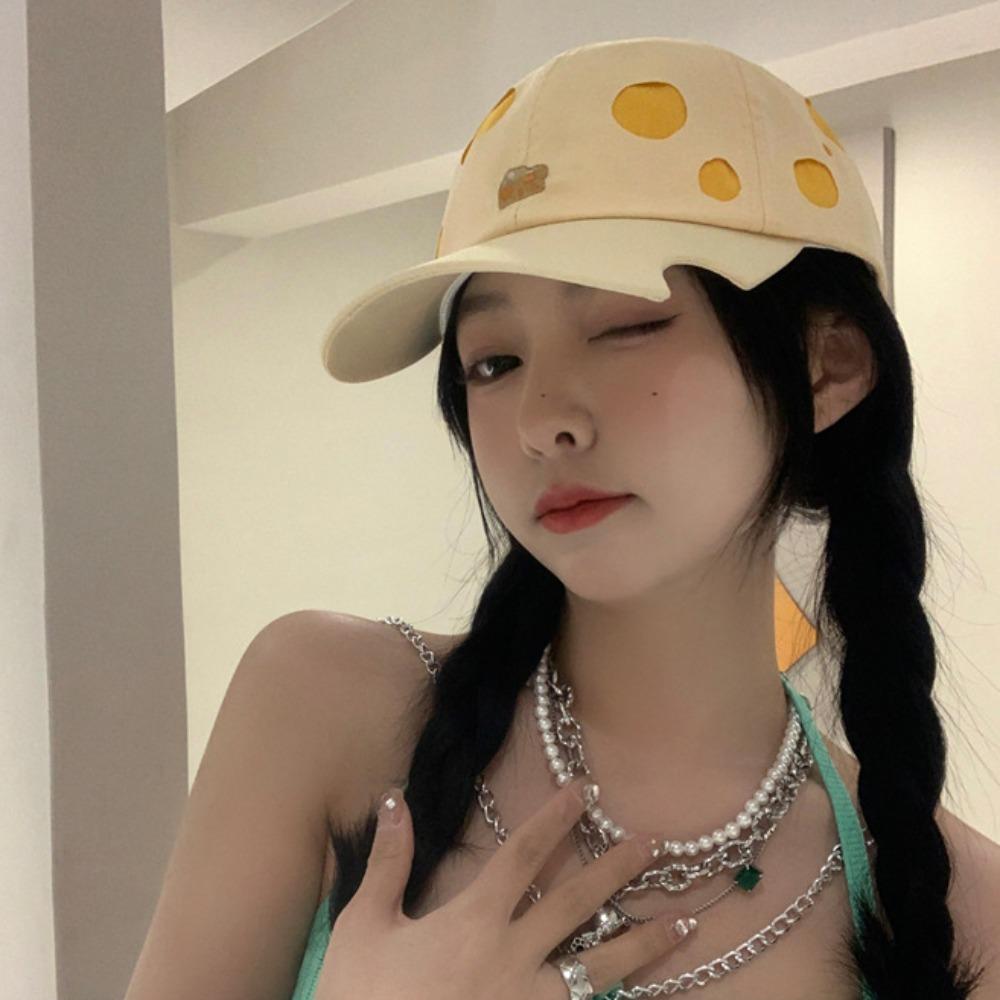 Korean Style Cheese Baseball Cap Solid Color Take a Bite of The Cheese Peaked Cap  Women