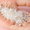 3D High-Gloss Beige Round Nail Art Pearls - No Hole, Multiple Sizes, Non-Peeling