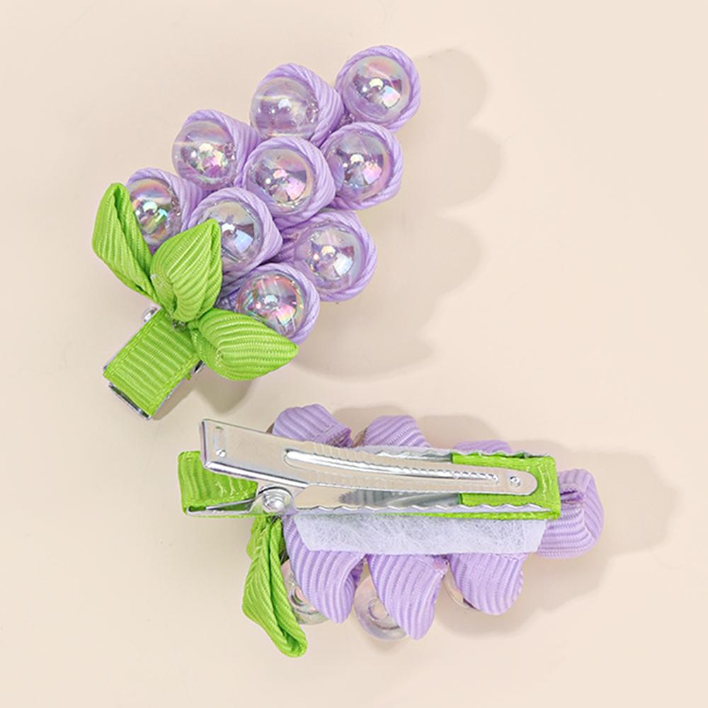 2Pcs 3D Simulation Grape Hair Clips Laser Fruit Hairpins Cute Barrette For Girls Children Trendy Korean Style Unique Accessories