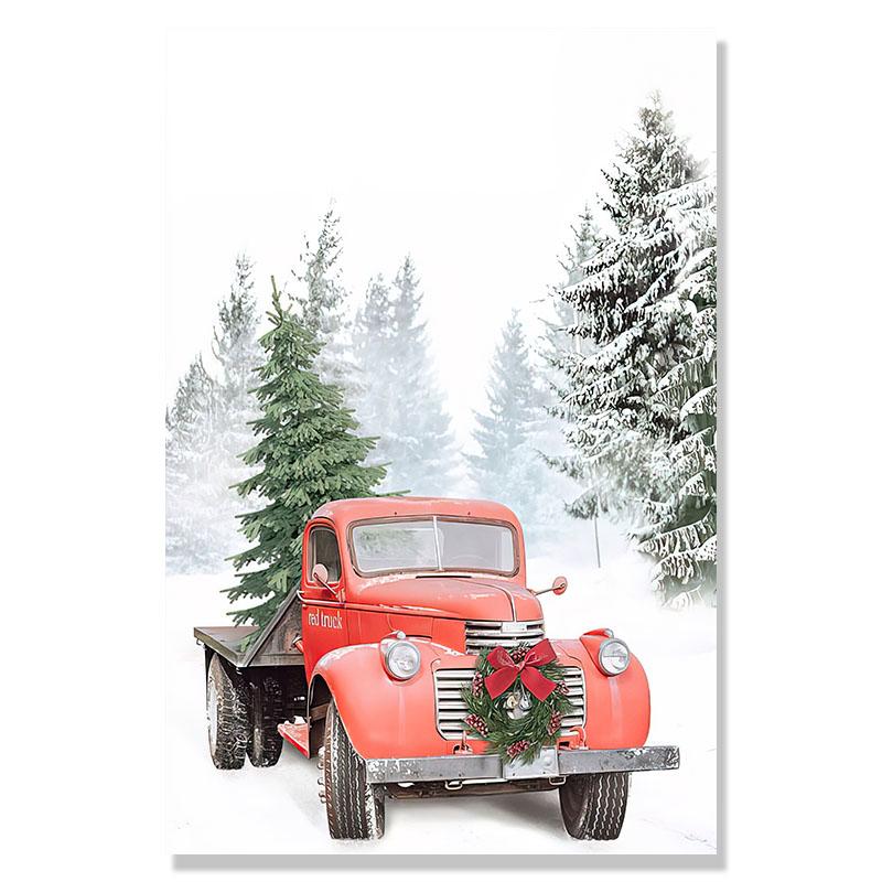 Vánoční dekorace Zimní sob Sova Sníh Les Fototapeta Nástěnná malba Severské umění Plakáty a grafiky Obývací pokoj Dekorativní fototapeta