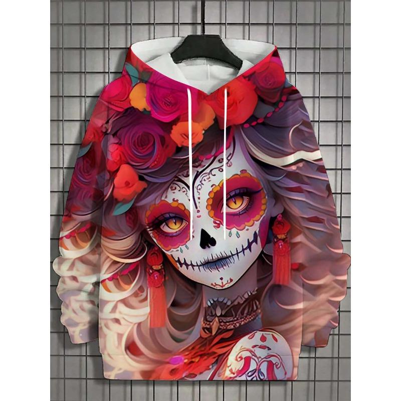 Fashion Women's Hoodie for Girls Autumn New Men's Long Sleeve Tops Sexy Girls Clothes Horror Undead Skull Pattern Unisex Tops