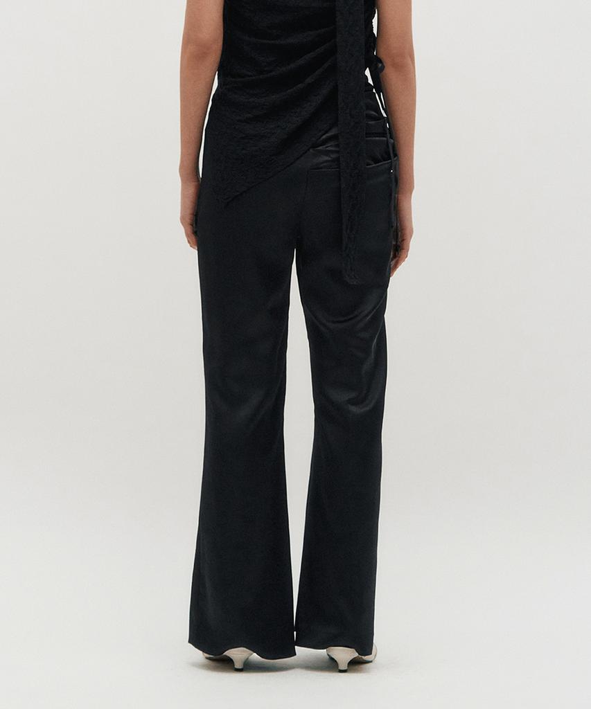 Kimjisu Satin Draped Trousers _ Black