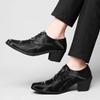 2024 New Fashion Black Formal Shoes for Men Pointed Leather Elegant Mens Dress Shoes Lace-up Heel Shoe Men Zapatos Hombre Vestir