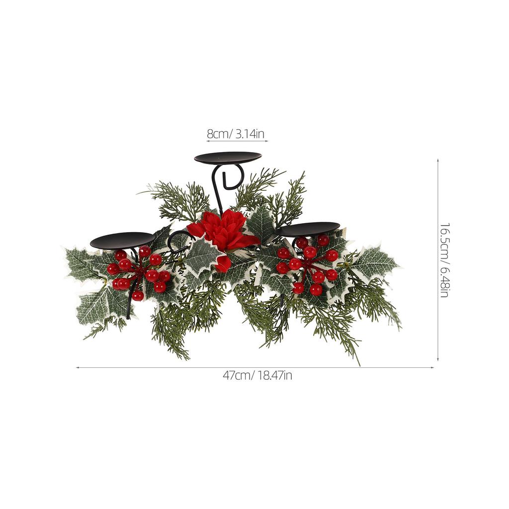 Iron Christmas Candlestick Holder Poinsettia Design Elegant Tabletop Decor Vintage Desktop Adornment Wedding Ceremony Xmas Table