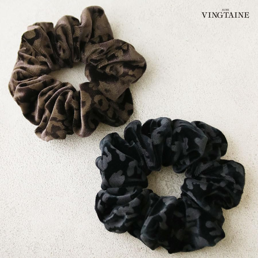 VINGTAINE Leopard Print Velvet a cute hair accessory that makes a great Scrunchie, gift. HS-201-BR