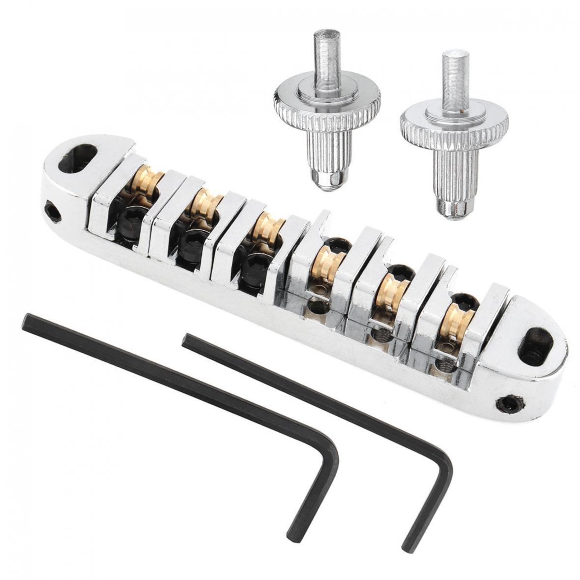 

Насадка Tune-O-Matic для электрогитары с роликовым мостом и фиксатором для гитар LP серебряный