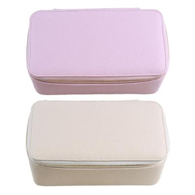 Multi Pocket Jewelry Organizer Fashionable PU Leather with Velvets Lining Accessories Holder Secure Storage Box