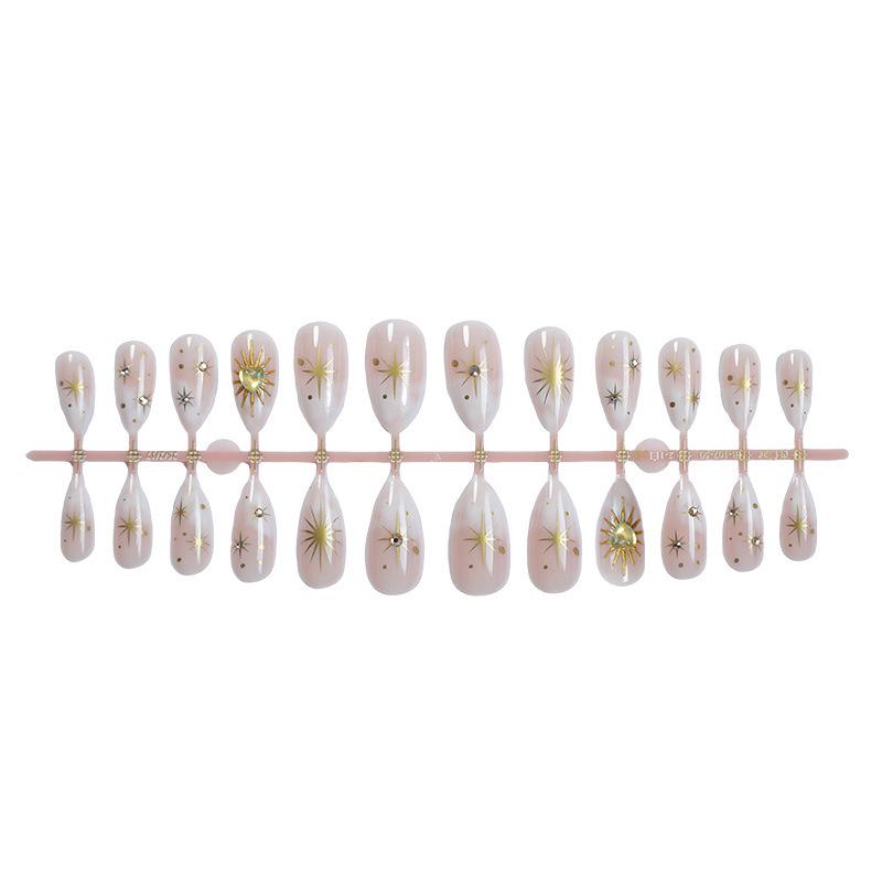 Hot Sale Sun Star French Almond Wearable Long Manicure Nail Tips