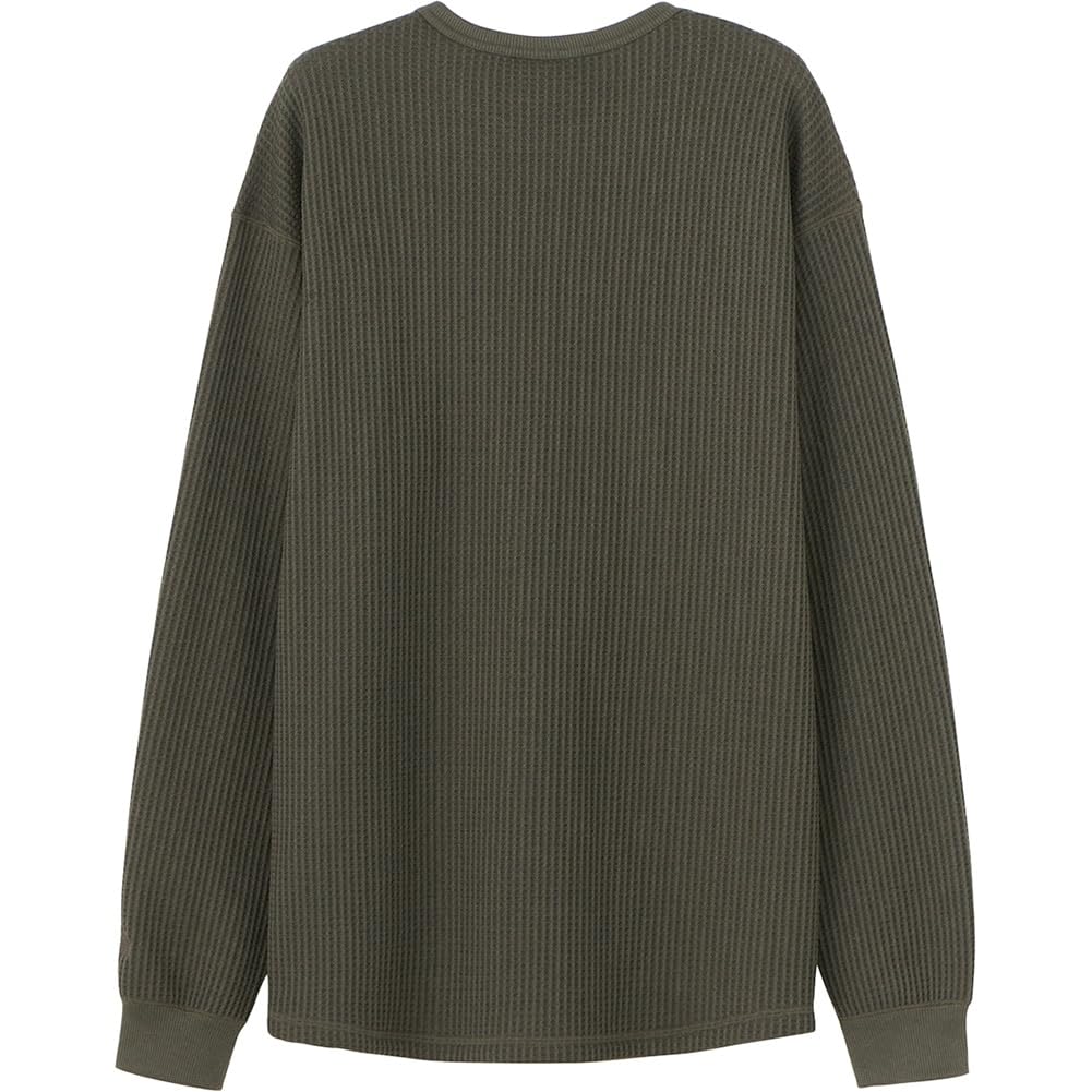 North Long Sleeve Cut and Sew Long Warm Waffle Crew New Taupe L [The Face] T-shirt L/S