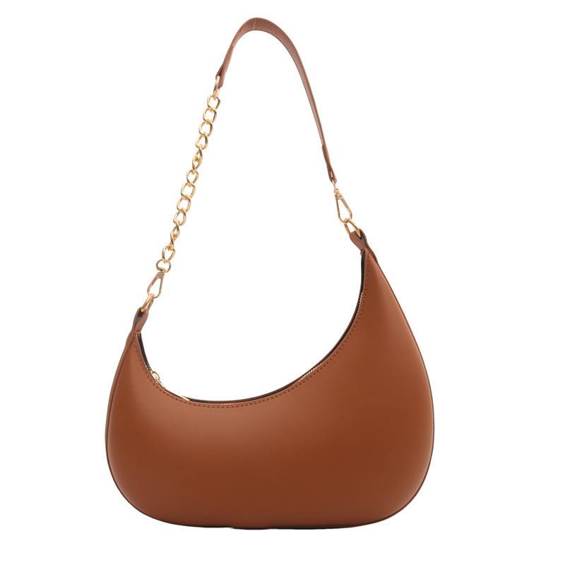 Stylish Mid-sized Crescent Handbag For Women 2024 Simple Urban Pu Leather Bag