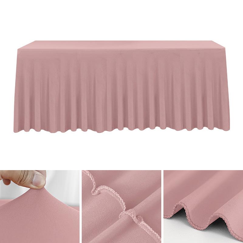 Spandex Rectangle Table Skirts 4/5/6/8ft Fitted Table Cover Wrinkle Resistant Cloth for Hotel Wedding Anniversary Party Decor