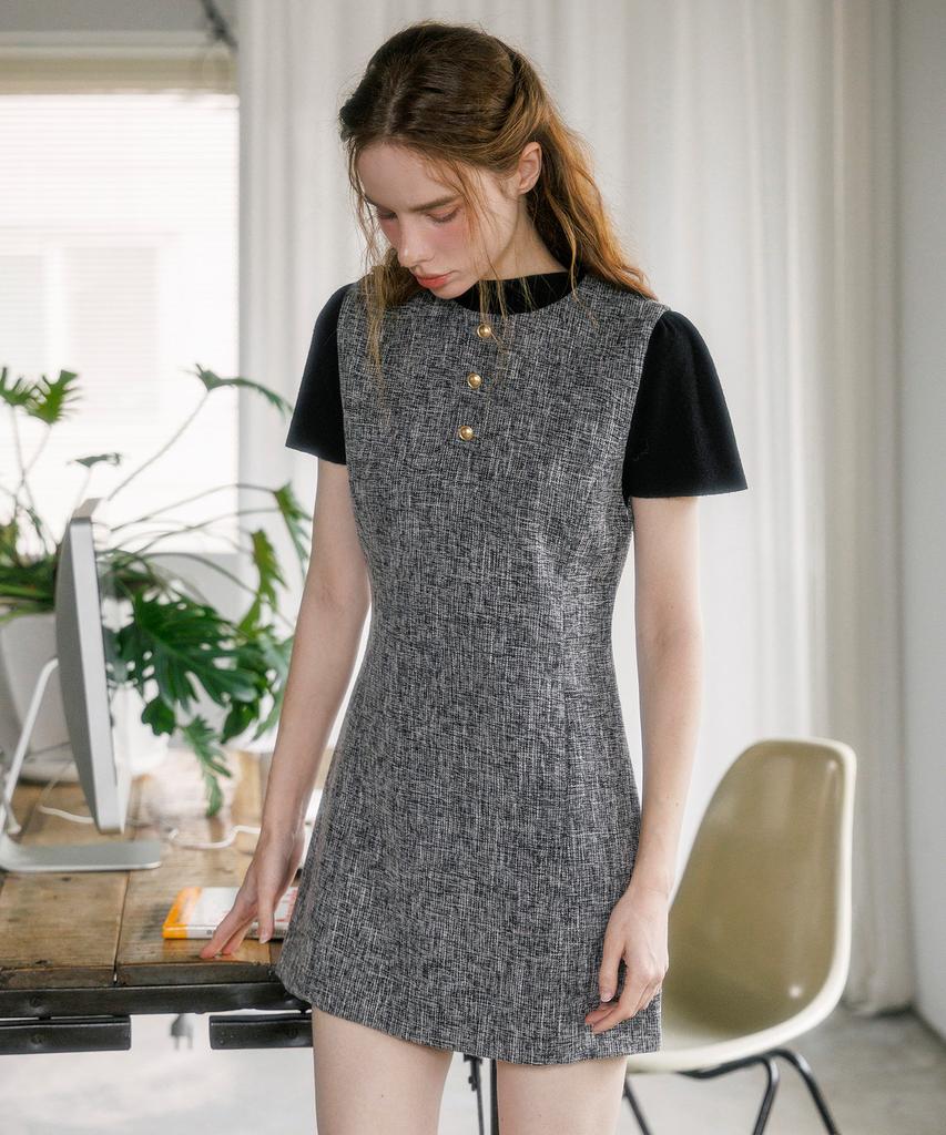 HYFVE Melange Tweed Sleeveless Dress