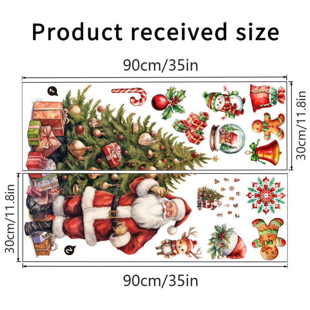 Santa Claus Snowman Christmas Wall Stickers Removable PVC Decals for Festive Holiday Decoration on Smooth Walls