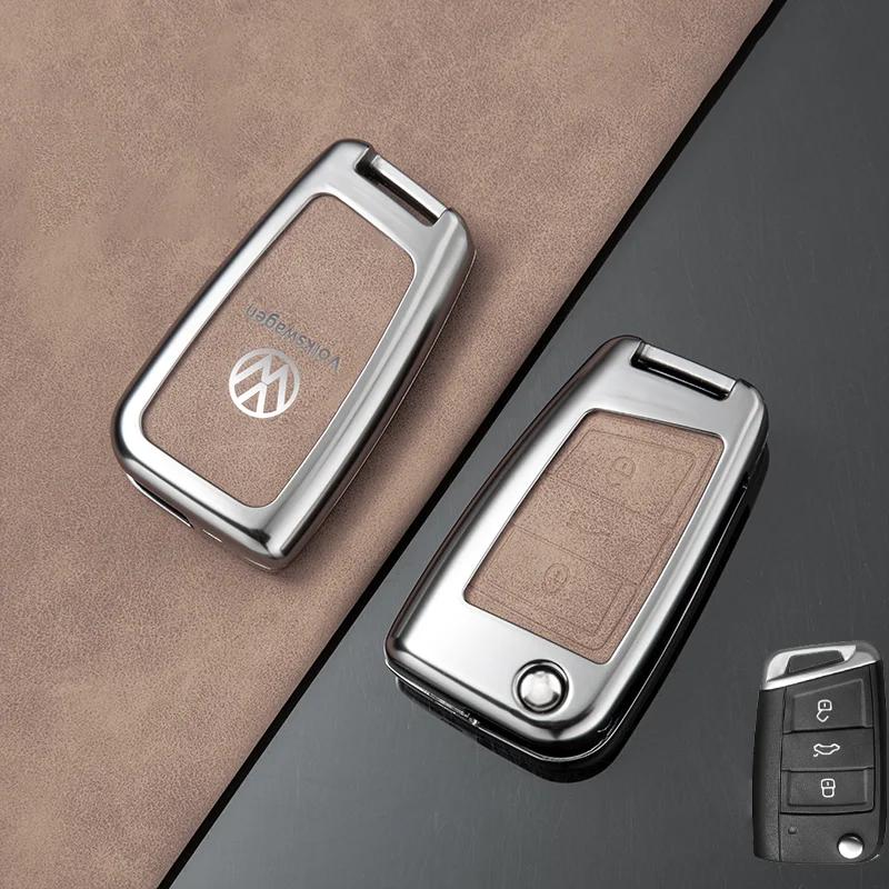 2025 Hot Zinc Alloy Car Remote Key Case Full Cover Shell For VW Volkswagen Golf 7 MK7 Tiguan MK2 T-roc T-cross Auto Keychain Acc