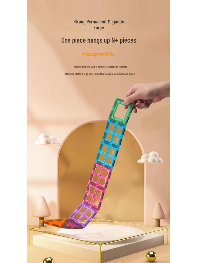 Stained Glass Magnetic Tile Set: Strong, Fun Assembly Building Blocks for Early Education Ages 3-6