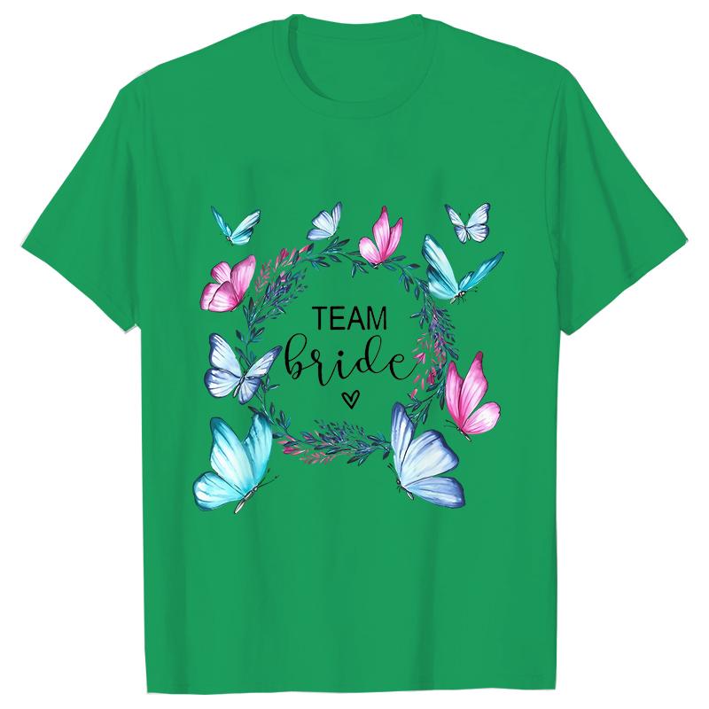 Fashion Bridal Wedding Party T-shirt Team Bride Bridesmaid Shirts Unisex’s Bachelorette Single Farewell Party Flower Wreath Tees