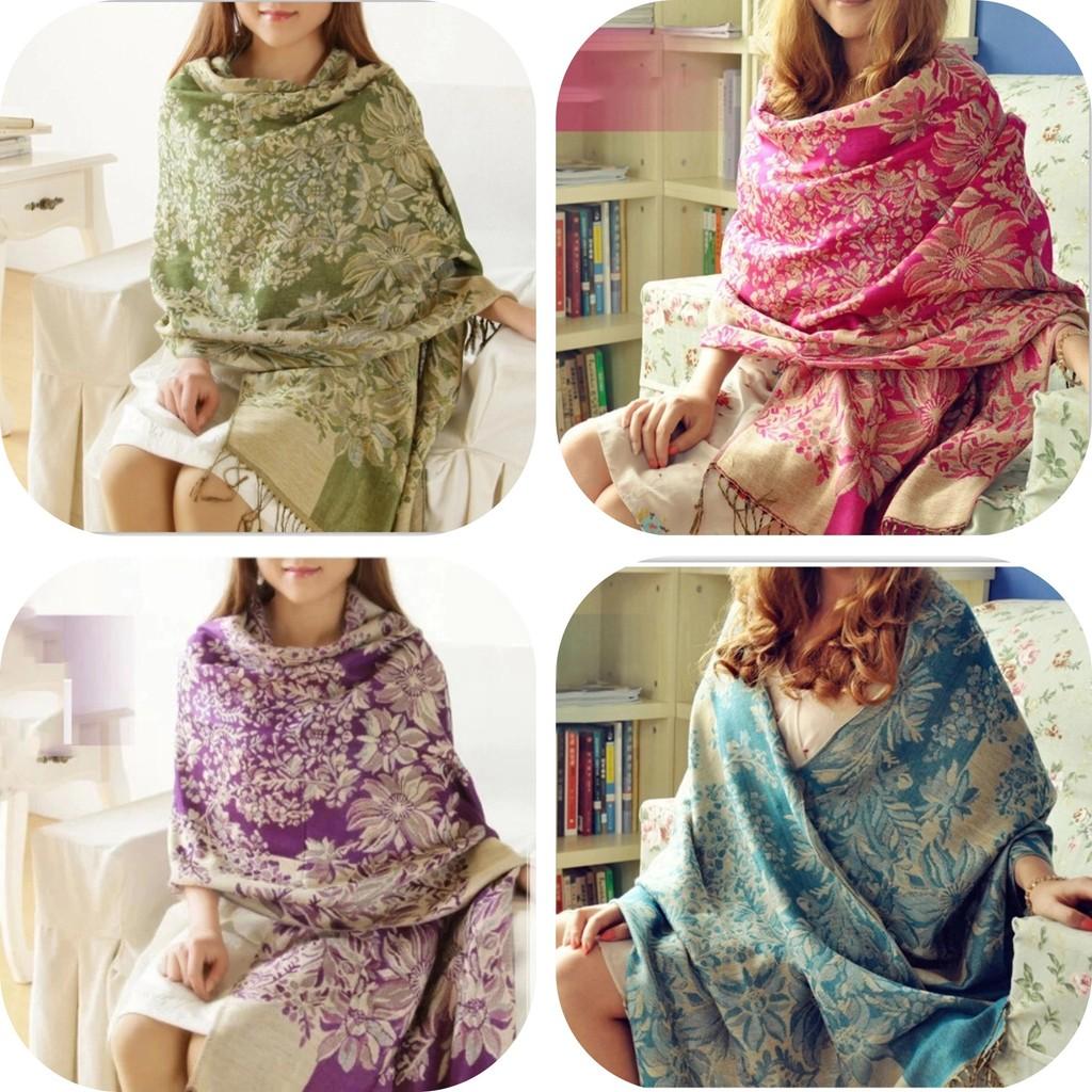 Elegant Floral Print Scarf For Women In Vibrant Colors Thick Warmth And Stylish Design Ideal For Winter And Air Conditioning